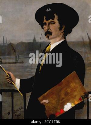 Greaves Walter - James Abbott McNeill Whistler vor Die Themse - British School - 19. Jahrhundert Stockfoto