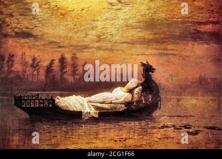 Grimshaw John Atkinson - Elaine 1 (die Frau von Shalott) - British School - 19. Jahrhundert Stockfoto