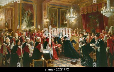 Hall, sydney Prior - Investitur von Haakon VII., König von Norwegen mit dem Orden des Gewändes, 1906 - 19946482938 6a5234f72a o Stockfoto