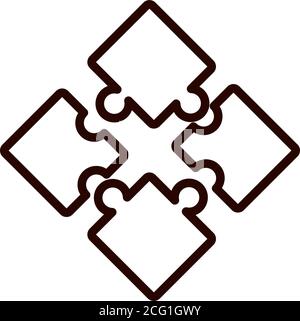 Puzzles Puzzles Puzzles Verbindungslinie Symbol Vektor Illustration isoliert Design Stock Vektor