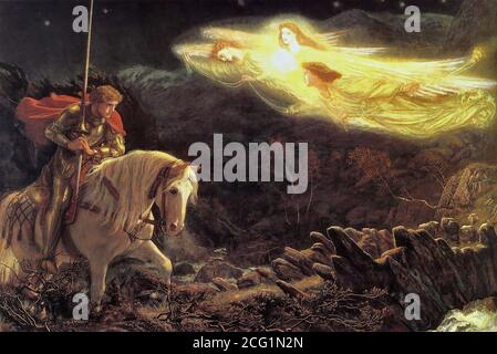 Hughes Arthur - Sir Galahad - die Suche nach dem Holy Grail 2 - British School - 19. Jahrhundert Stockfoto