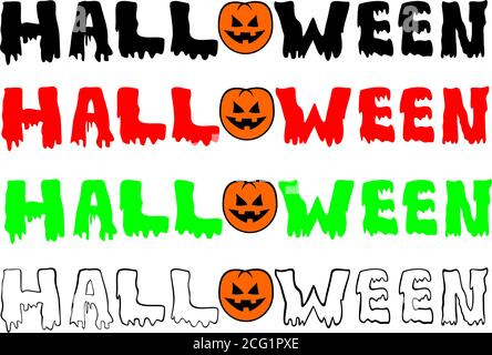 Happy Halloween Set Text mit Spukkürbis Stock Vektor