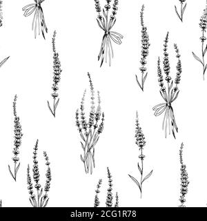 Hand gezeichnet Vektor Lavendel Blume nahtlose Muster. Perfekt für Tapeten, Webseiten-Hintergründe, Oberflächenstrukturen, Textilien. Stock Vektor