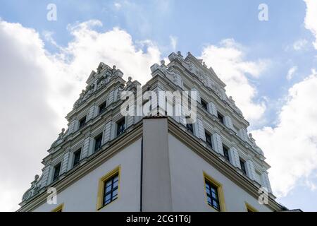 Bautzen, Sachsen / Deutschland - 7. September 2020: Blick auf die historische Altstadt von Bautzen Stockfoto