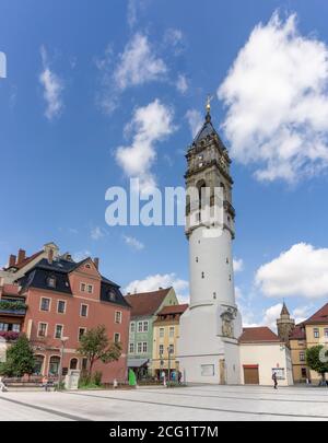 Bautzen, Sachsen / Deutschland - 7. September 2020: Blick auf die historische Altstadt von Bautzen mit ihren vielen Stadttoren Stockfoto