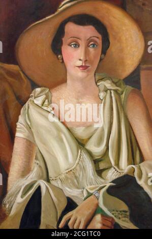 André Derain (1880-1954). Pintor francés. Retrato de Madame Paul Guillaume con un gran sombrero,1928-1929. Oleo sobre lienzo. Detall. Museo de La Orangerie. París. Francia. Stockfoto