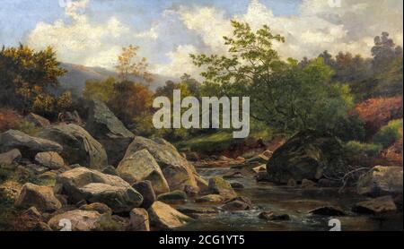 Leader Benjamin Williams - eine ausgedehnte Rocky River Landschaft - British School - 19. Jahrhundert Stockfoto