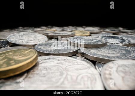 Nahaufnahme verschiedener australischer Münzen Stockfoto