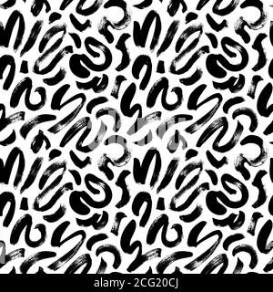 Wellenförmige und gewellte Pinselstriche Vektormuster. Stock Vektor