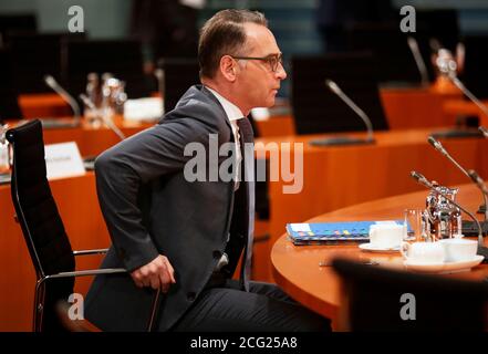 Berlin, Deutschland. September 2020. Bundesaußenminister Heiko Maas (SPD) nimmt an der wöchentlichen Kabinettssitzung im Bundeskanzleramt Teil. Kredit: Hannibal Hanschke/POOL Reuters/dpa/Alamy Live Nachrichten Stockfoto