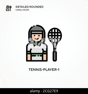 Tennis-Player-1 Vektorsymbol. Moderne Vektorgrafik Konzepte. Einfach zu bearbeiten und anzupassen. Stock Vektor