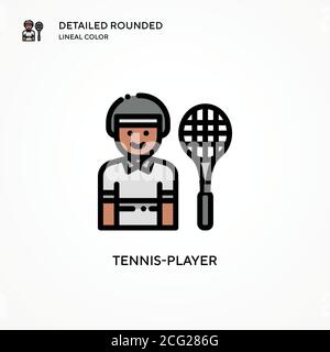 Vektorsymbol für Tennisspieler. Moderne Vektorgrafik Konzepte. Einfach zu bearbeiten und anzupassen. Stock Vektor