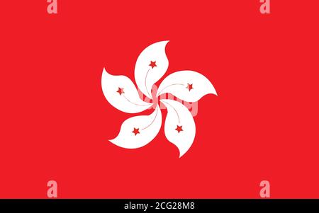 Hong Kong Flagge Vektorgrafik. Rechteck Hongkonger Flagge Abbildung. Die Landesflagge Hongkongs ist ein Symbol für Freiheit, Patriotismus und Unabhängigkeit. Stock Vektor