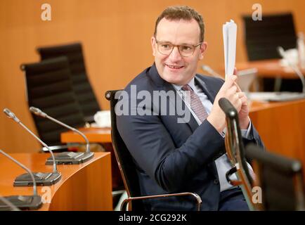 Berlin, Deutschland. September 2020. Bundesgesundheitsminister Jens Spahn (CDU) nimmt an der wöchentlichen Kabinettssitzung im Bundeskanzleramt Teil. Kredit: Hannibal Hanschke/POOL Reuters/dpa/Alamy Live Nachrichten Stockfoto