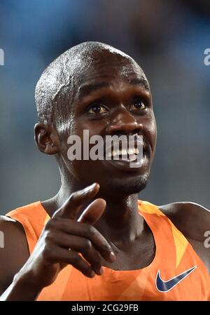 Der ugandische Athlet Jacob Kiplimo gewann am 8. September 2020 bei der IAAF World Challenge in Ostr.´s 5000 m bei den Männern Stockfoto