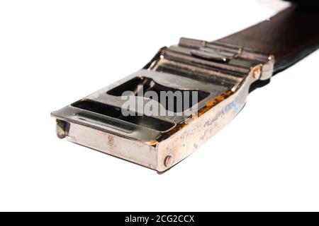 Ein Bild von schwarzem Ledergürtel für Männer Stockfoto
