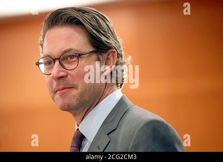 Berlin, Deutschland. September 2020. Bundesverkehrsminister Andreas Scheuer (CSU) nimmt an der wöchentlichen Kabinettssitzung im Bundeskanzleramt Teil. Kredit: Hannibal Hanschke/POOL Reuters/dpa/Alamy Live Nachrichten Stockfoto