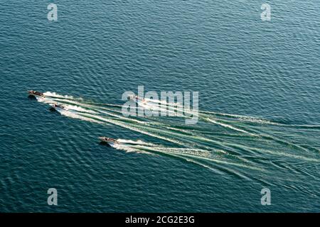 Italien. Lombardei. Comer See. Die berühmten Riva Boote auf dem See Stockfoto