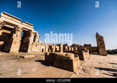 Ägypten Nil Com Ombo Tempel Tempel von Com Ombo Tempel auf dem Nil Com Ombo Tempel von Horus und Sobek Götter, Götter von Ägypten Stockfoto