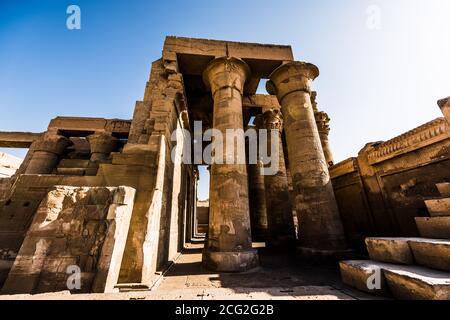 Ägypten Nil Com Ombo Tempel Tempel von Com Ombo Tempel auf dem Nil Com Ombo Tempel von Horus und Sobek Götter, Götter von Ägypten Stockfoto