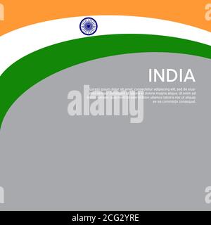 Abstrakt winkende Flagge Indiens. Kreativer Hintergrund für patriotisches Weihnachtskarten-Design. National Poster. Patriotisches Cover des Staates Indien, Flyer. Vektor Tri Stock Vektor