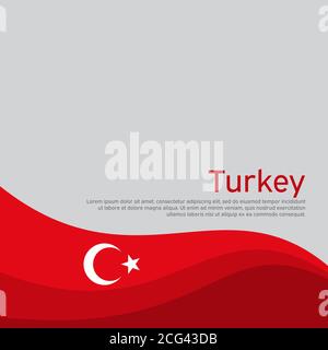 Abstrakt schwenkende türkei-Flagge. Kreativer Hintergrund für die Gestaltung patriotischer türkischer Weihnachtskarten. Nationales Plakat. Cover, Banner in Nationalfarben Stock Vektor