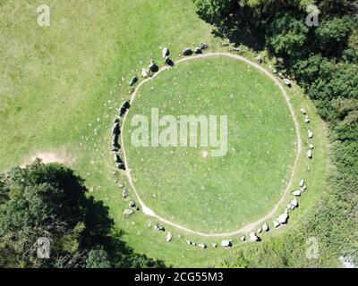 Vogelperspektive der Könige Männer Teil der Rollright Steine an der Grenze von Oxfordshire Warwickshire in England Stockfoto