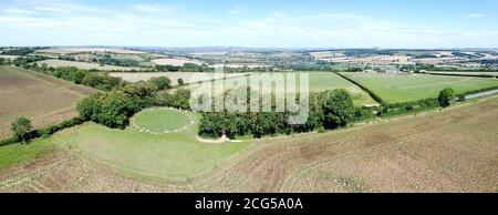 Panorama-Luftbild Landschaftsbild des Rollrechts Stein in Die Landschaft Stockfoto