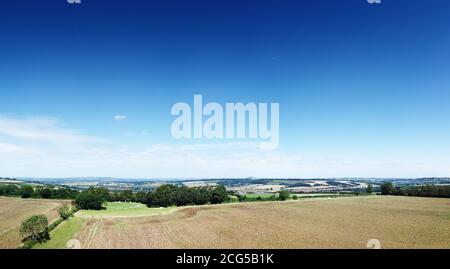 Panorama-Luftbild Landschaftsbild des Rollrechts Stein in Die Landschaft Stockfoto