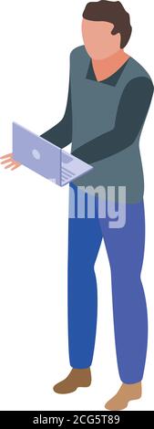 Symbol für Videoanruf auf einem Laptop zu Hause, isometrischer Stil Stock Vektor