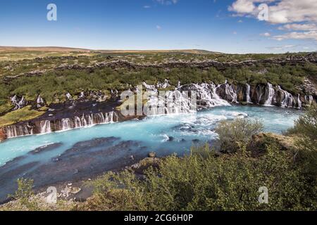 Hraunfossar Wasserfall, Island Stockfoto