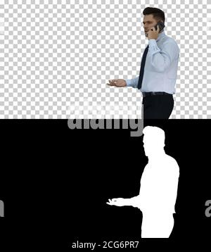 Reifer Mann Im Gespräch Auf Handy Vorbei, Alpha-Kanal Stockfoto