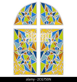 Buntglasfenster. Mosaikmuster. Vektorgrafik Stockfoto