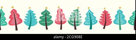 Weihnachtsbaum Muster Design Banner Hintergrund, saisonale Vektor nahtlose Wiederholung Stock Vektor
