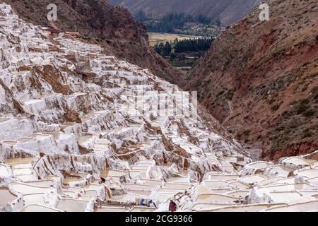 Alte Salzteiche von Maras in Zentral Peru Südamerika Stockfoto