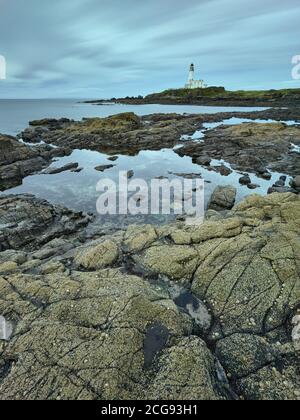 Eine Langzeitaufnahme des Turnberry Lighthouse, South Ayrshire, Schottland Stockfoto