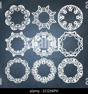 Dekorative Kreidetafel Rahmen gesetzt Stock Vektor
