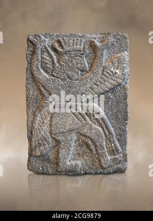 Hittite Relief geschnitzte orthostat Panel od ein gott aus Tell Halaf, alten Guzana, Syrien, iX Cent BC, Louvre Museum. Kat.-Nr. AO 11073 Stockfoto