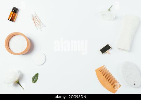 Bio-Kosmetik und Zero Waste Bad Zubehör Stockfoto