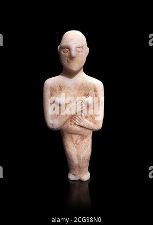 Post kanonische weibliche antike griechische kykladische Figur, spätes Ckladic Priod II zur kykladischen Periode III (2500-2000 BC)Museum der kykladischen Kunst Athen, Kat. n Stockfoto