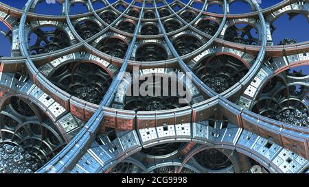 Abstrakter Hintergrund 3D, fantastische silberblaue Strukturen Stockfoto