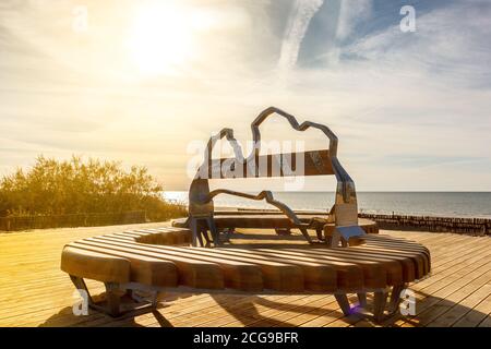 VENTSPILS, LETTLAND - CA. SEPTEMBER 2019: KONTURMARKIERUNG LETTLANDS. Stockfoto