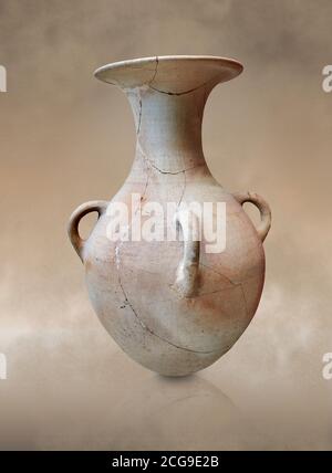 Hethitische Keramikvase aus der hethitischen Hauptstadt Hattusa, Hethit Middle Kingdom 1650-1450 v. Chr., Archäologisches Museum Bogazkale, Türkei. Stockfoto