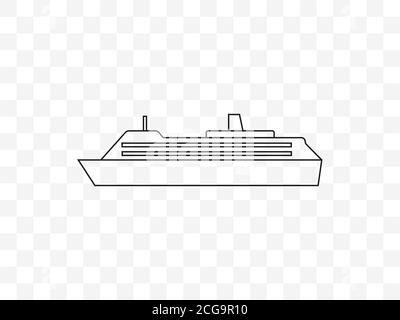 Symbol für Meer, Schiff, Kreuzfahrtschiff. Vektor-Illustration, flaches Design. Stock Vektor