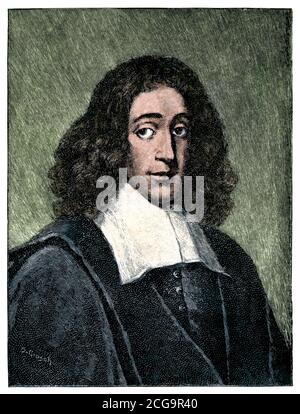 Baruch Spinoza Handkolorierte Gravur Stockfoto