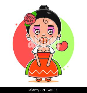 Mexican Girl Logo. Mexikanische Fast Food Logo-Vorlage. Vektorgrafik Stock Vektor