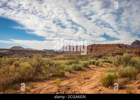 Gooseberry Mesa National Recreation Trail (NRT) liegt im südlichen Utah Red Rock Land. Auf einer Höhe von 5,200 Fuß, Blick vom mesa Rim Stockfoto