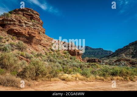 Gooseberry Mesa National Recreation Trail (NRT) liegt im südlichen Utah Red Rock Land. Auf einer Höhe von 5,200 Fuß, Blick vom mesa Rim Stockfoto