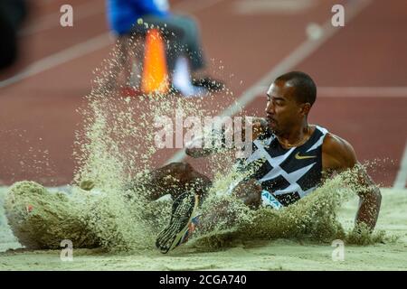 Der amerikanische Athlet Christian Taylor tritt beim Golden Spike Ostrava Athletics IAAF World Challenge am 8. September 2020 in Ostrava, CZE, an Stockfoto
