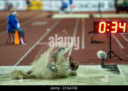 Der amerikanische Athlet Christian Taylor tritt beim Golden Spike Ostrava Athletics IAAF World Challenge am 8. September 2020 in Ostrava, CZE, an Stockfoto
